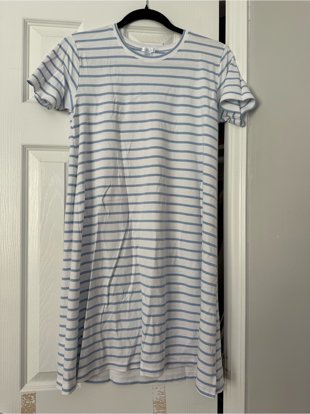 Lake Short Sleeve Blue Stripe Dress